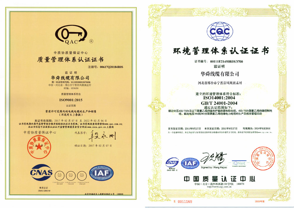 質量管理、環境管理證書